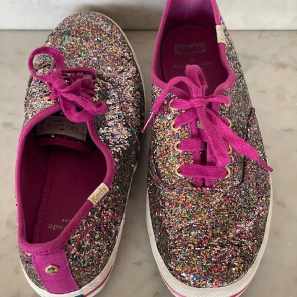 KEDS X KATE SPADE Champion Grape Glitter Women Lace Up Sneakers Size US 10